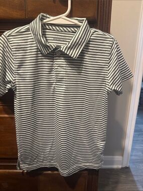 Crewcuts Green and White Striped Polo